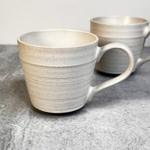 Bee & Willow Home Speckled Cream Ribbed Stoneware Coffee Mugs Set of 2